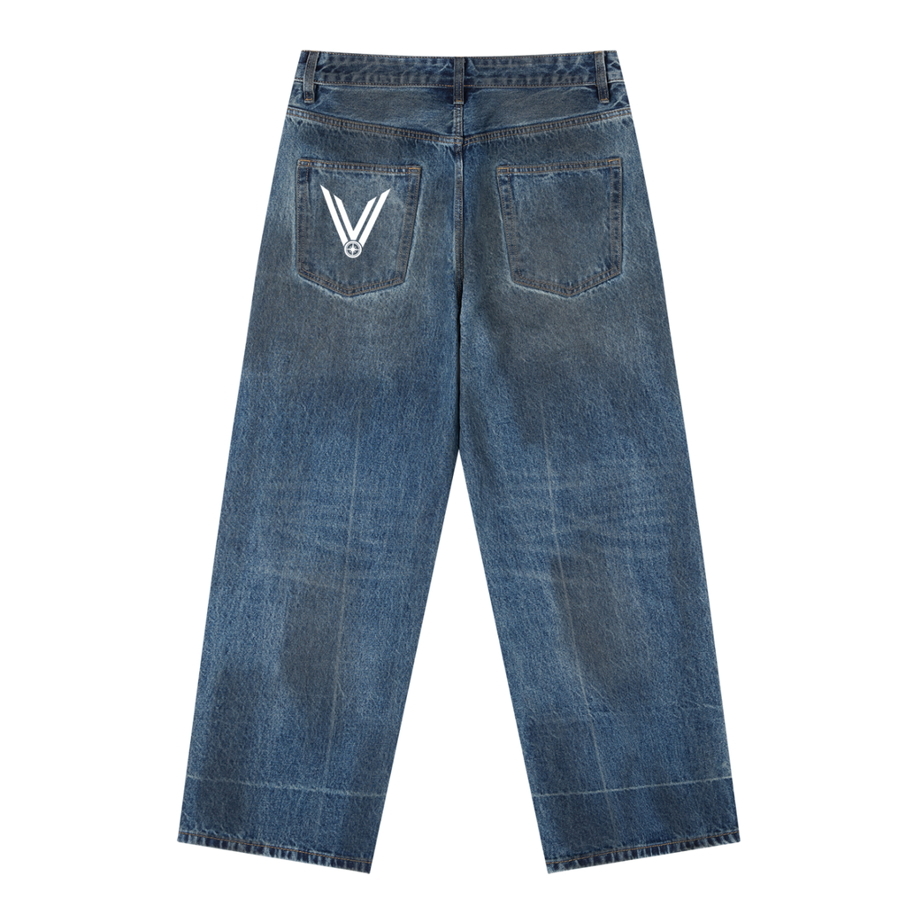 Vintage Wash Baggy Denim Jeans